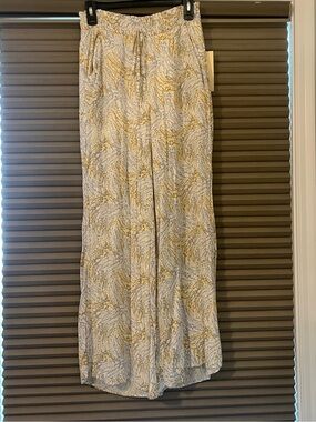 Paper Crane White and Mustard Wide Leg Pants